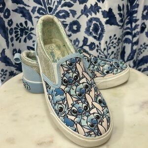 Stitch slip on shoes.